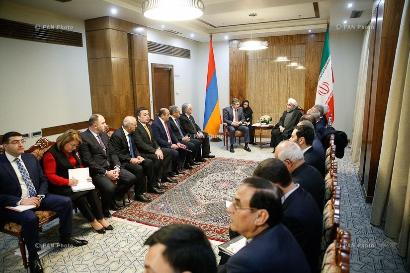 Armenian Prime Minister Karen Karapetyan meets with President of Iran Hassan Rouhani
