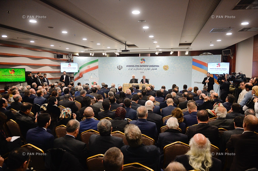 Президенты Армении и Ирана Серж Саргсян и Хасан Рохани присутствовали на бизнес-форуме Армения-Иран