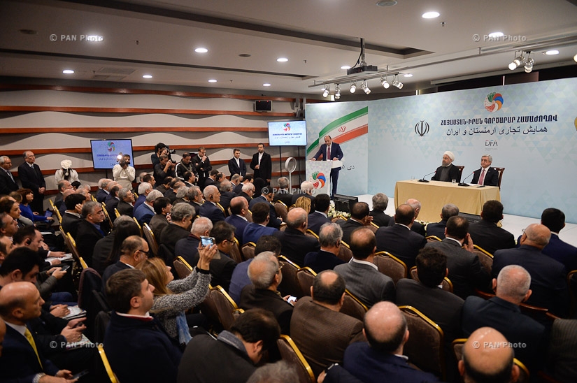 Президенты Армении и Ирана Серж Саргсян и Хасан Рохани присутствовали на бизнес-форуме Армения-Иран