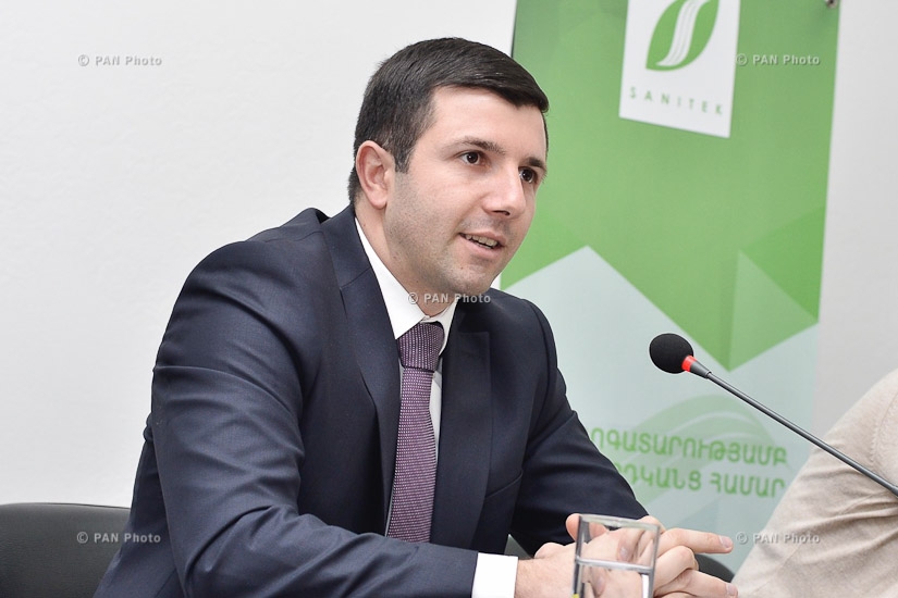 Press conference by Sanitek CEO Nicholas Tawil and company's operations manager Argishti Tigranyan 