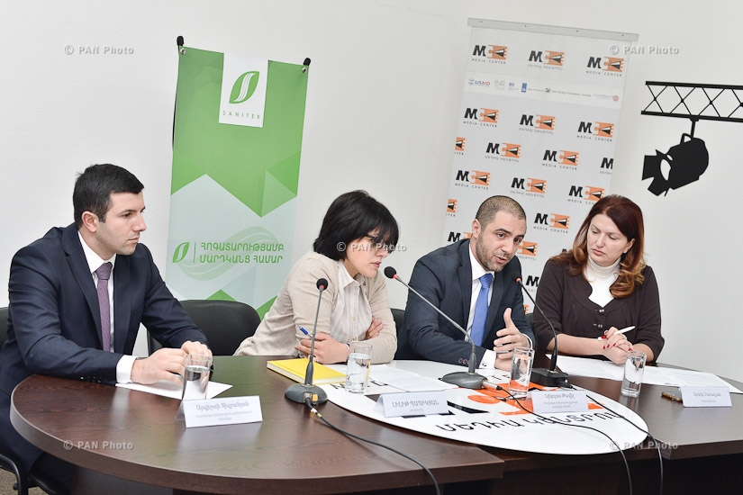 Press conference by Sanitek CEO Nicholas Tawil and company's operations manager Argishti Tigranyan 