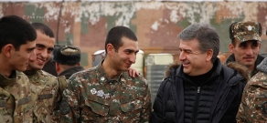 On the occasion of New Year and Christmas holidays, PM Karen Karapetyan visited a military stronghold located in Army Unit N of the Ministry of Defense