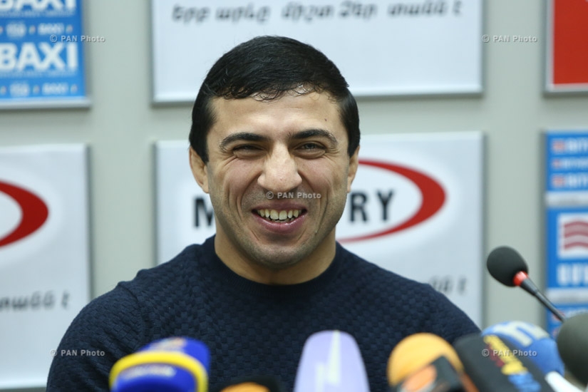 Press conference by Armenian Greco-Roman wrestler Roman Amoyan