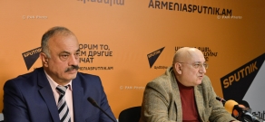 Пресс-конференция председателя общественной организации «По развитию и сохранению традиций армянской кулинарии» Седрака Мамуляна и сопредседателя Всемирной ассоциации барбекю Артема Энгояна