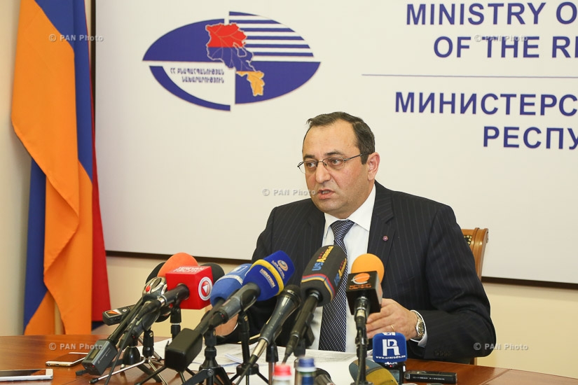 Press conference of Armenia's Economy Minister Artsvik Minasyan