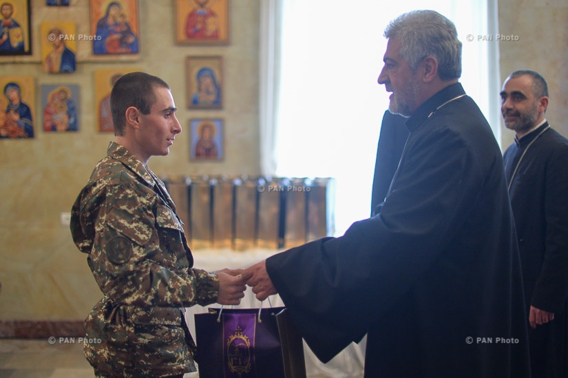 Armenian President Serzh Sargsyan hands awards to soldiers on the occasion of St. Sarkis Day
