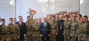 Armenian President Serzh Sargsyan hands awards to soldiers on the occasion of St. Sarkis Day