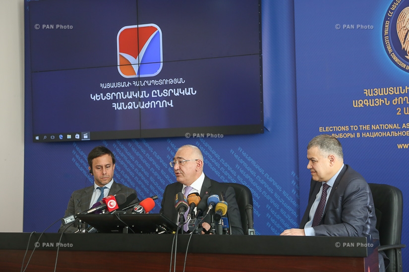 Press conference of CEC chairman Tigran Mukuchyan, Minister-Chief of the Government Staff of Armenia  Davit Harutyunyan and UN Resident Coordinator/UNDP Resident Representative in Armenia Bradley Busetto