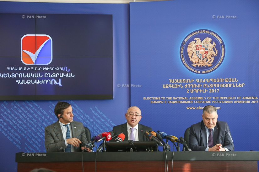 Press conference of CEC chairman Tigran Mukuchyan, Minister-Chief of the Government Staff of Armenia  Davit Harutyunyan and UN Resident Coordinator/UNDP Resident Representative in Armenia Bradley Busetto