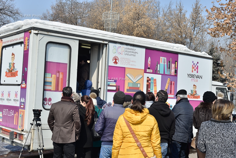 Route launch ceremony of Armenia's first-ever mobile bookstore GraBus (Library-bus)