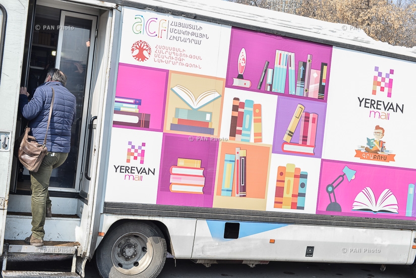 Route launch ceremony of Armenia's first-ever mobile bookstore GraBus (Library-bus)