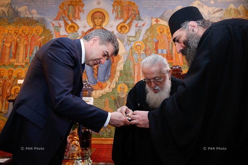 Armenian PM Karen Karapetyan hosted by Catholicos-Patriarch of All Georgia Ilia II