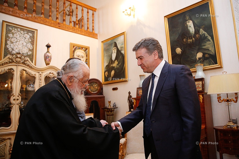 Armenian PM Karen Karapetyan hosted by Catholicos-Patriarch of All Georgia Ilia II