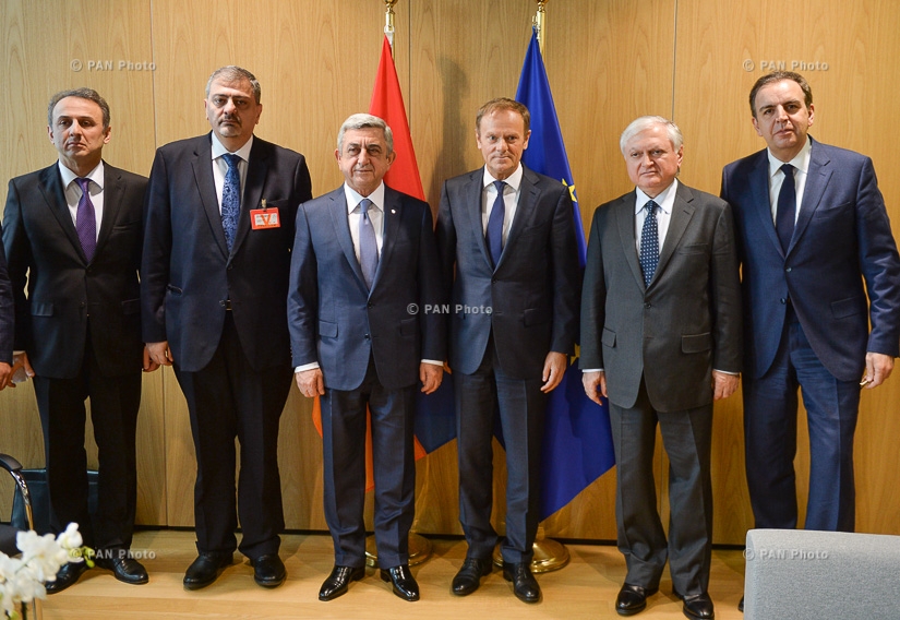 В Брюсселе президент Армении Серж Саргсян встретился с председателем Совета ЕС Дональдом Туском