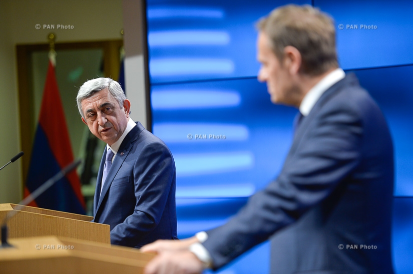 В Брюсселе президент Армении Серж Саргсян встретился с председателем Совета ЕС Дональдом Туском