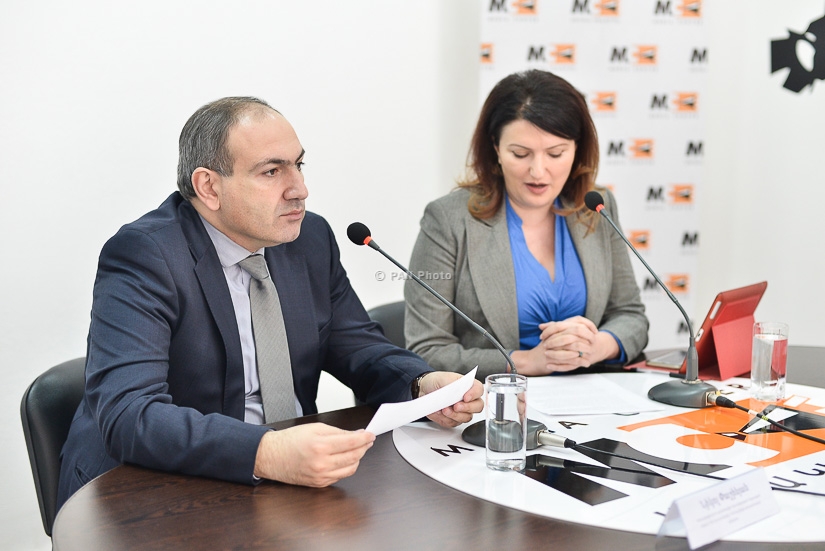 Press conference of MP, 'Civil Agreement' party member and YELQ (Exit) Alliance candidate Nikol Pashinyan 