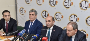 Press conference by the members of YELQ (Exit) Alliance Edmon Marukyan, Aram Sargsyan and Nikol Pashinyan