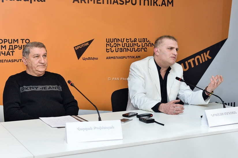 Пресс-конференция армянских рекордсменов- скрипача Николая Мадояна и спортсмена Артема Солояна