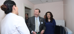 US Ambassador to Armenia Richard M. Mills and USAID Armenia Mission Director Deborah Grieser visit Armenian-American Wellness Center on the occasion of International Women's Day
