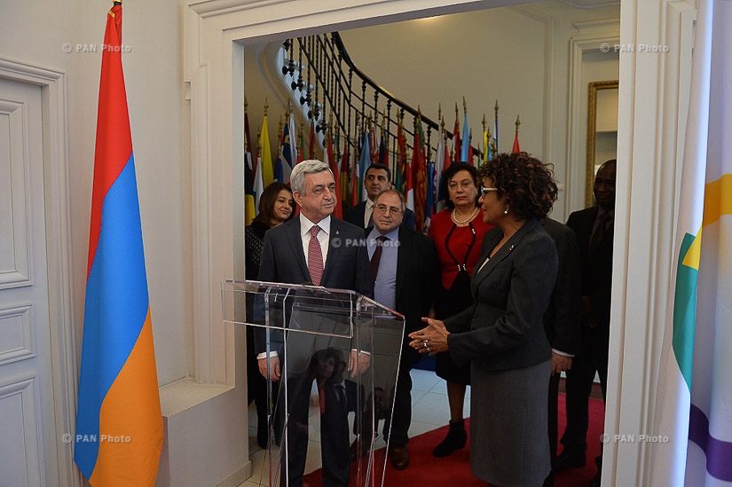 В Париже президент Армении Серж Саргсян встретился с генеральным секретарём международной организации Франкофонии Микаэль Жан