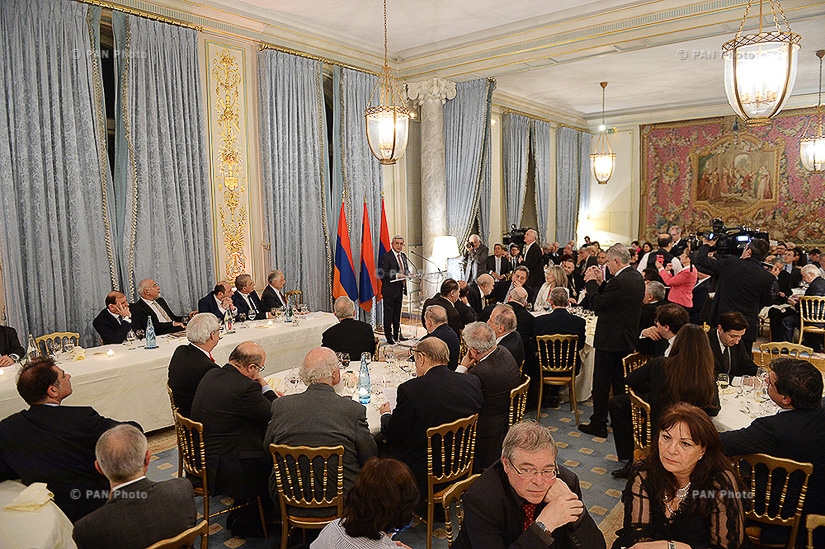 Փարիզում ՀՀ նախագահ Սերժ Սարգսյանը հանդիպոել է Եվրոպայի հայկական համայնքների ներկայացուցիչների հետ
