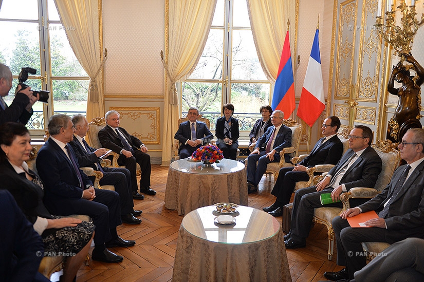 Փարիզում ՀՀ նախագահ Սերժ Սարգսյանը հանդիպել է Ֆրանսիայի Ազգային ժողովի նախագահ Կլոդ Բարտոլոնի հետ