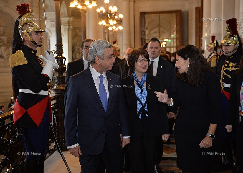 Во Франции президент Армении Серж Саргсян встретился с мэром Парижа Анн Идальго