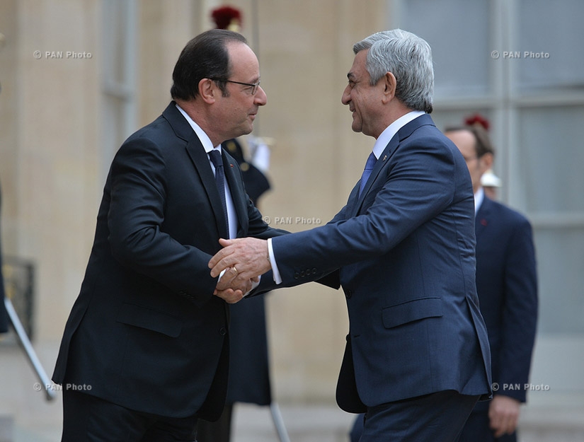  В Париже состоялись встреча президента Армении Сержа Саргсяна и президента Франции Франсуа Олланда и армяно-французские переговоры высокого уровня
