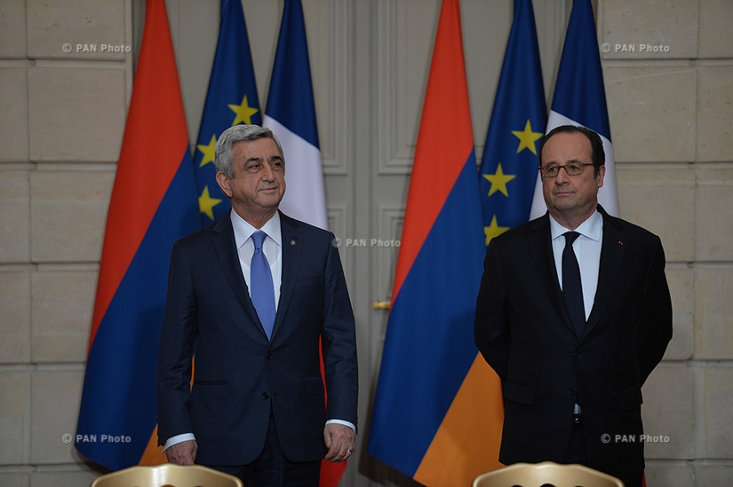 Meeting of Armenian President Serzh Sargsyan and French President Francois Hollande and Armenian-French high-level talks in Paris