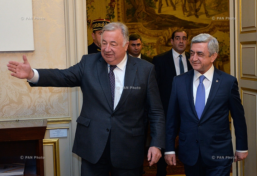 Փարիզում ՀՀ նախագահ Սերժ Սարգսյանը հանդիպել է Ֆրանսիայի Սենատի նախագահ Ժերար Լարշեի հետ