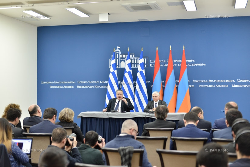 Совместная пресс-конференция министра иностранных дел Армении Эдварда Нлабандяна и министра иностранных дел Греции Никоса Котзиаса