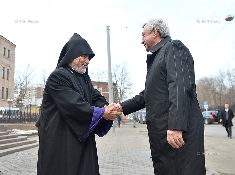 In Moscow Armenian President Serzh Sargsyan visited Moscow and New Nakhijevan Diocese of Armenian Apostolic Church and Monument of the Unknown Soldier