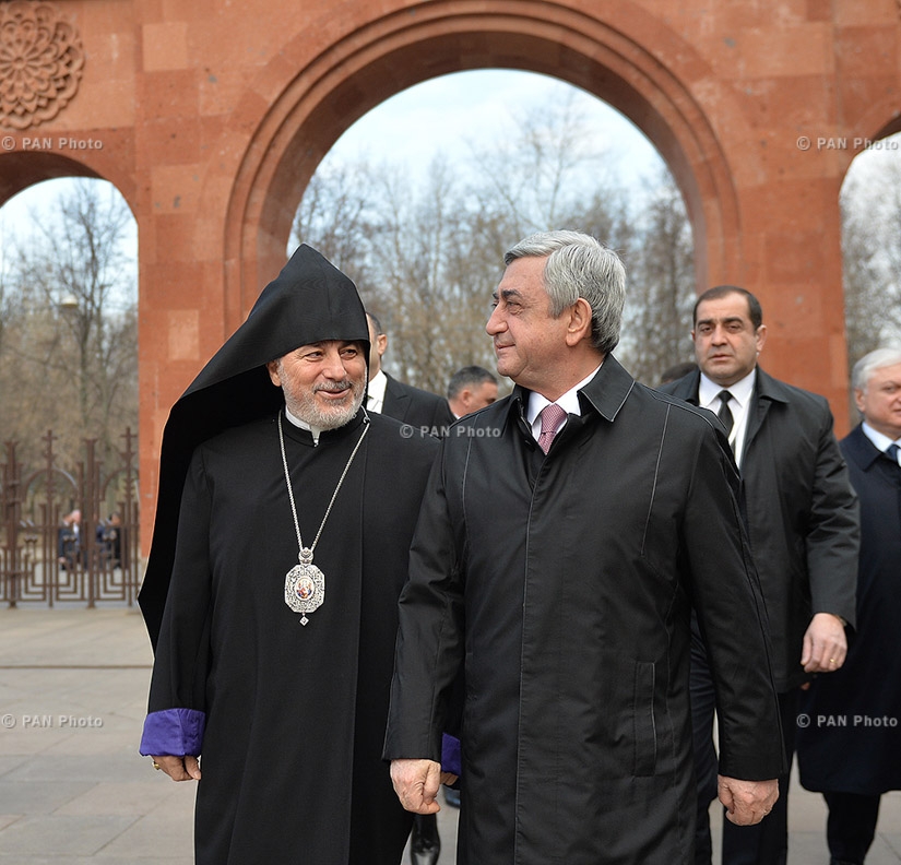 In Moscow Armenian President Serzh Sargsyan visited Moscow and New Nakhijevan Diocese of Armenian Apostolic Church and Monument of the Unknown Soldier