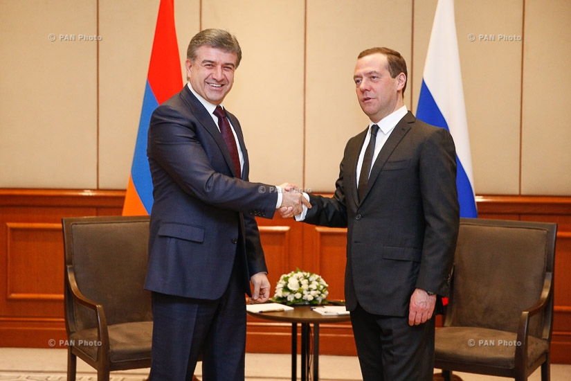 Armenian Premier Karen Karapetyan meets with RF Premier Dmitry Medvedev during hisworking visit to Kyrgyz Republic