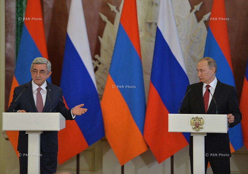 Президент Армении Серж Саргсян и России Владимир Путин подвели итоги переговоров