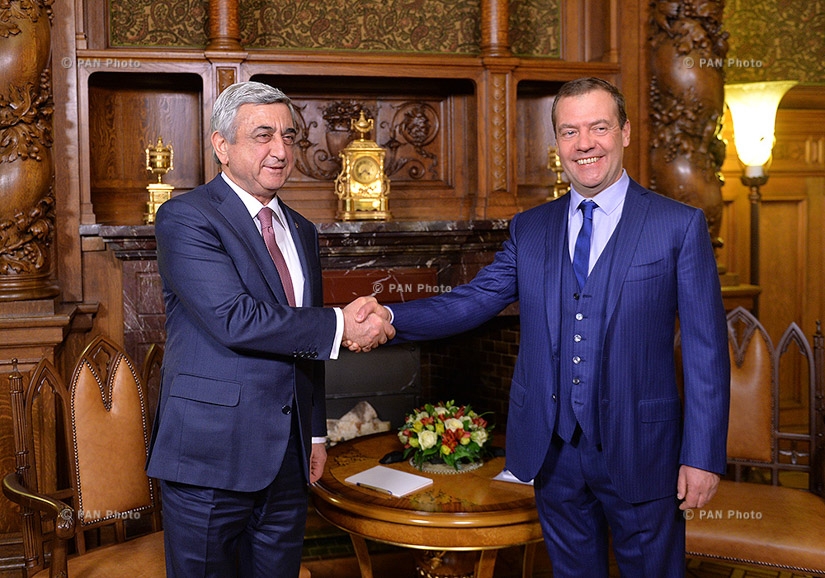 In framework of his official visit to Russia, Armenian President Serzh Sargsyan met with Chairman of Russian Government Dmitry Medvedev