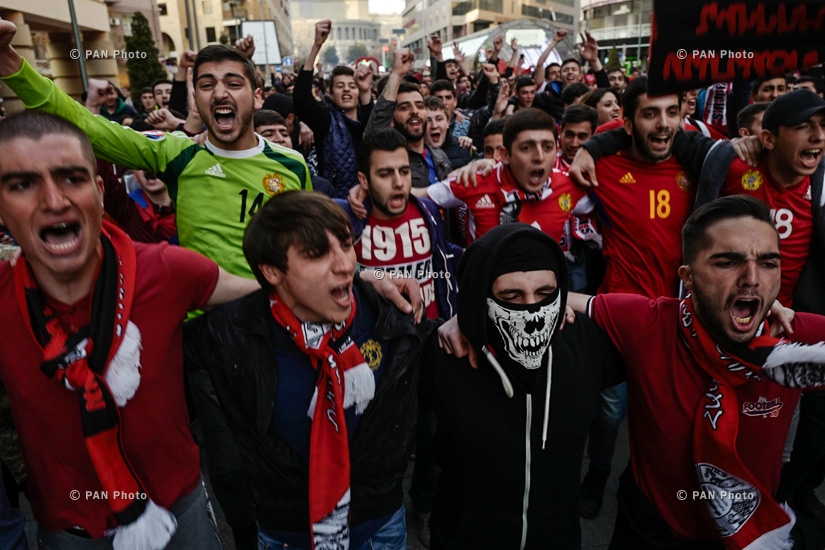 Armenian fans before the match against Kazakhstan