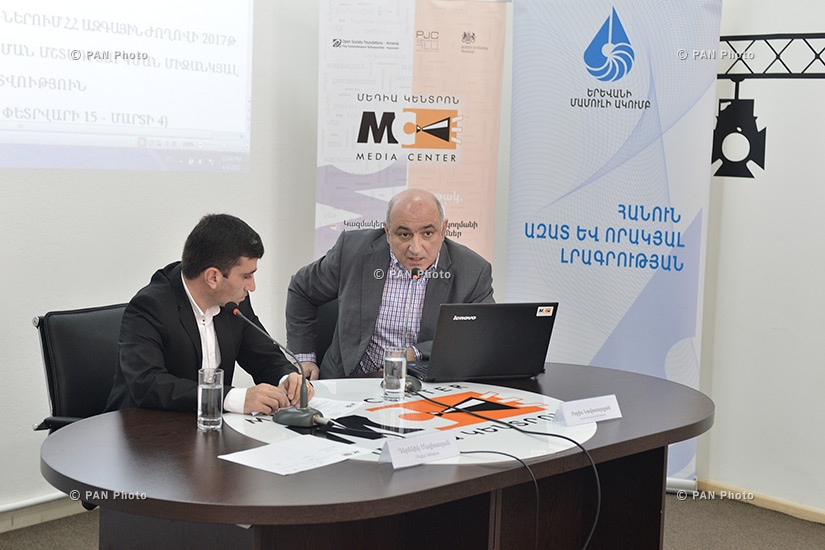 Yerevan Press Club chairman Boris Navasardyan presents results of monitoring of 2017 National Assembly elections coverage in broadcast media
