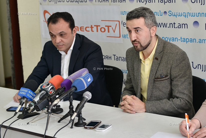 Пресс-конференция председателя Совета попечителей Фонда развития туризма в Армении Тиграна Карапетяна и одного из организаторов фестиваля Ара Хзмаляна
