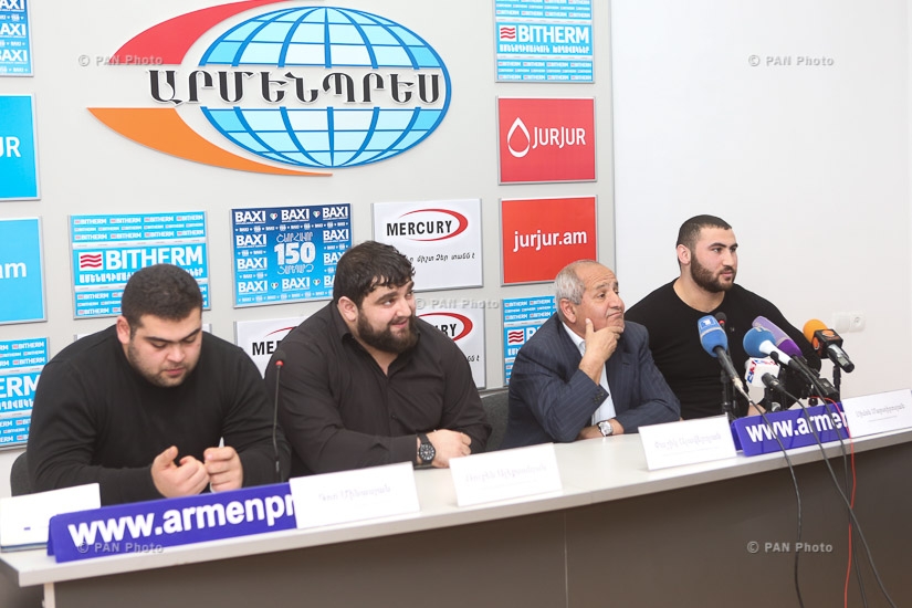Press conference of members of men's weightlifting team of Armenia 