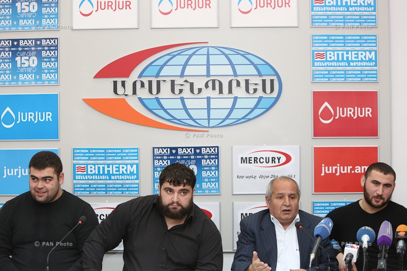 Press conference of members of men's weightlifting team of Armenia 