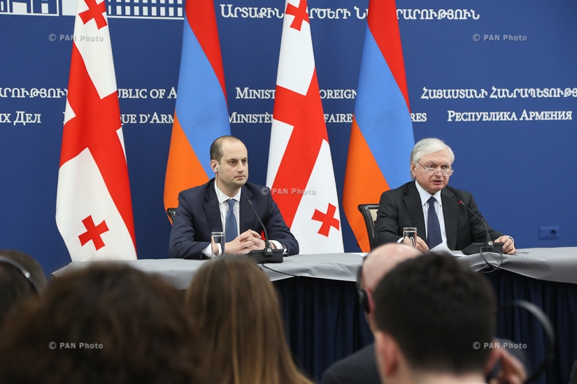 Совместная пресс-конференция министра иностранных дел Армении Эдварда Налбандяна и министра иностранных дел Грузии Михеила Джанелидзе и переговоры между делегациями