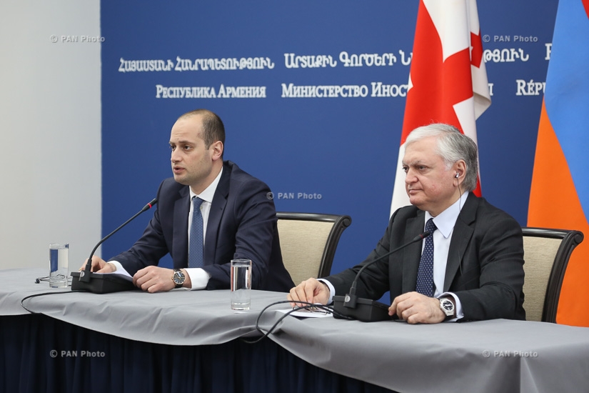 Совместная пресс-конференция министра иностранных дел Армении Эдварда Налбандяна и министра иностранных дел Грузии Михеила Джанелидзе и переговоры между делегациями