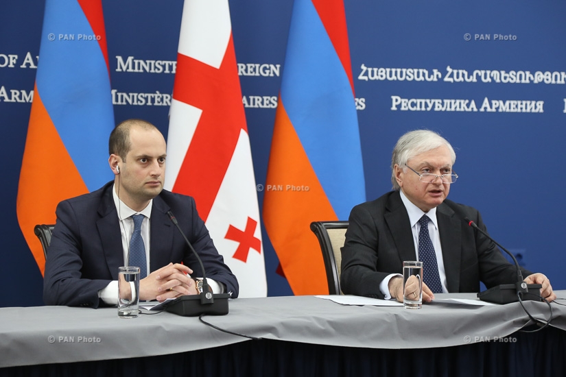 Совместная пресс-конференция министра иностранных дел Армении Эдварда Налбандяна и министра иностранных дел Грузии Михеила Джанелидзе и переговоры между делегациями