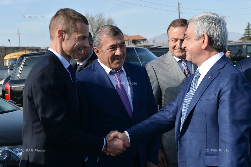 Церемония закладки фундамента академии футбола в Вагаршапате