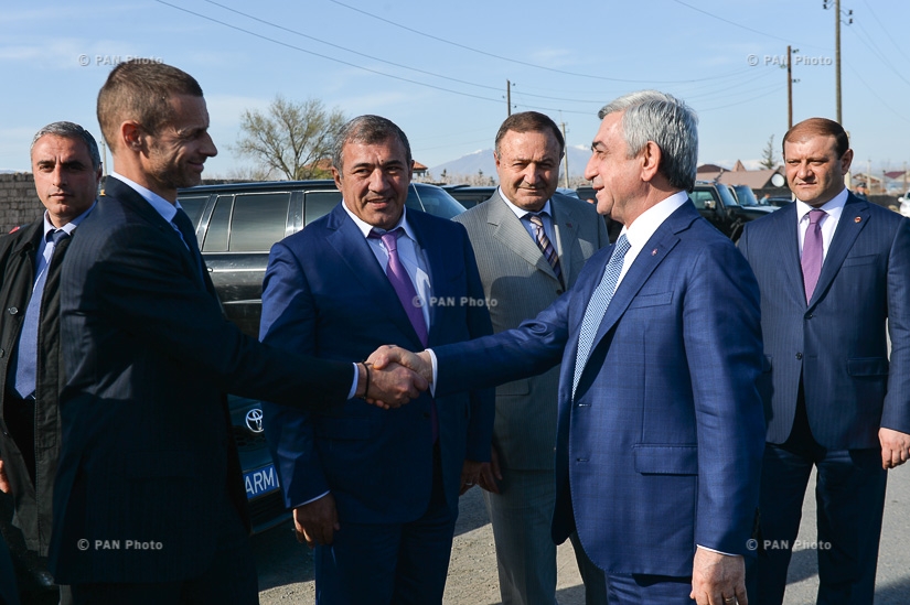 Церемония закладки фундамента академии футбола в Вагаршапате