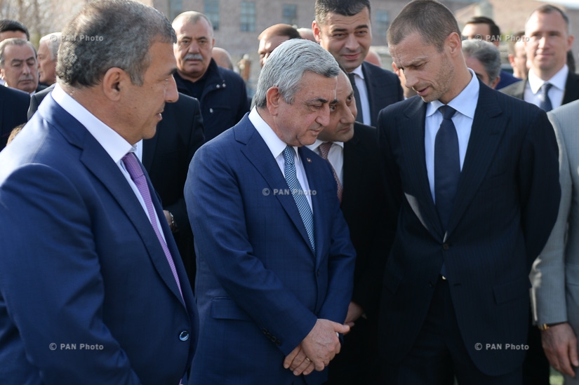 Церемония закладки фундамента академии футбола в Вагаршапате