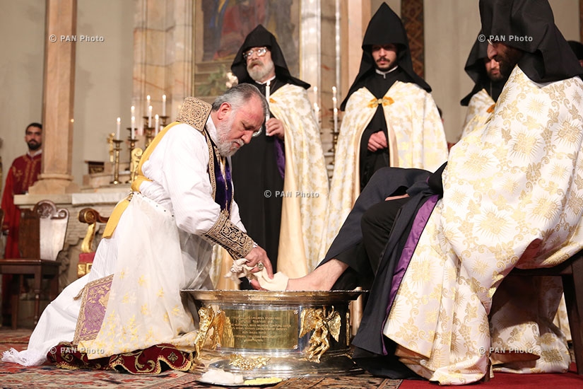 Holy Thursday: A Washing of Feet ceremony at Mother See of Holy Etchmiadzin, symbolizing Christ's humility