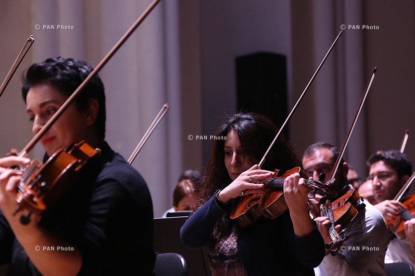 Rehearsal of the concert by All-Armenian Orchestra 