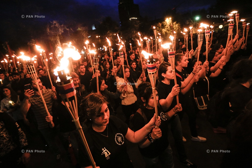 Torchlight procession commemorating 102nd anniversary of Armenian Genocide